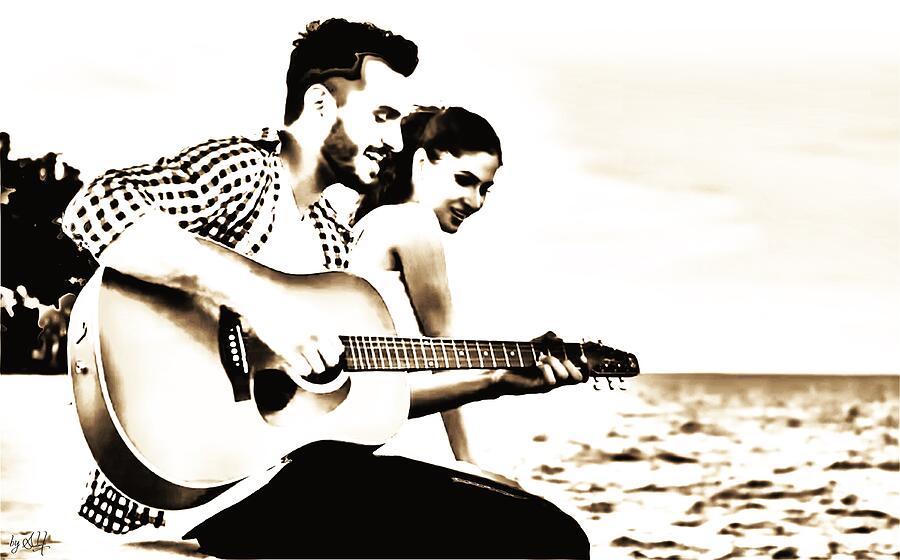 Enjoying on the beach Digital Art by Gradify Creations