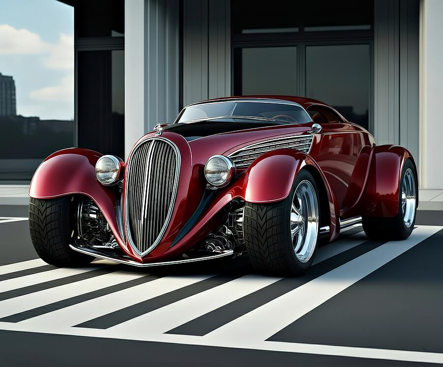 Classic Red Hot Rod Digital Art - Exclusively by David Manlove