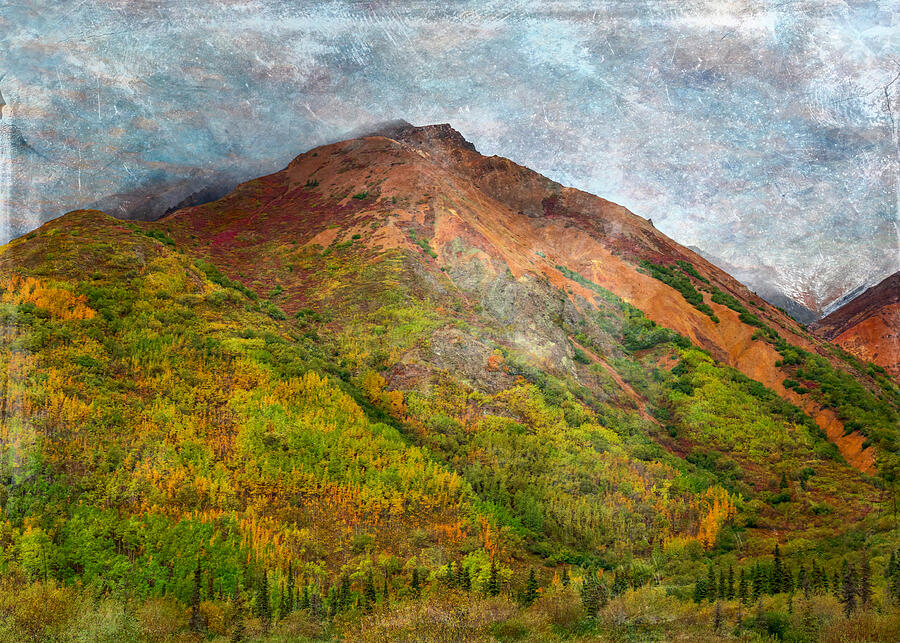 Fall Landscape Alaska Mountains Textured Photograph by Dan Sproul
