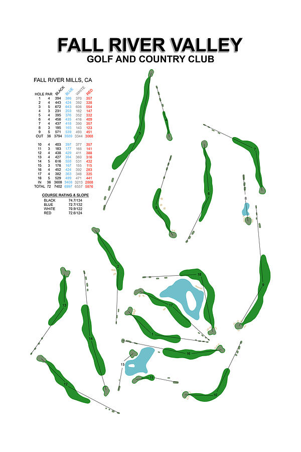 Fall River Valley Golf and Country Club Digital Art by Flop Shot Studio