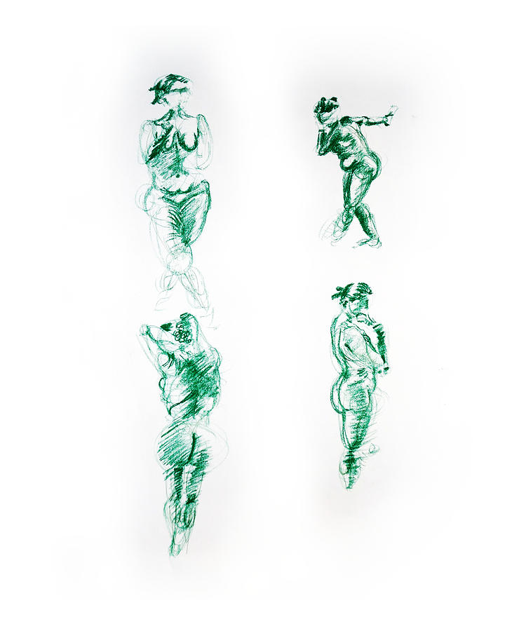 Female Figure Gestures I Drawing by Michel Cruz-Garcia