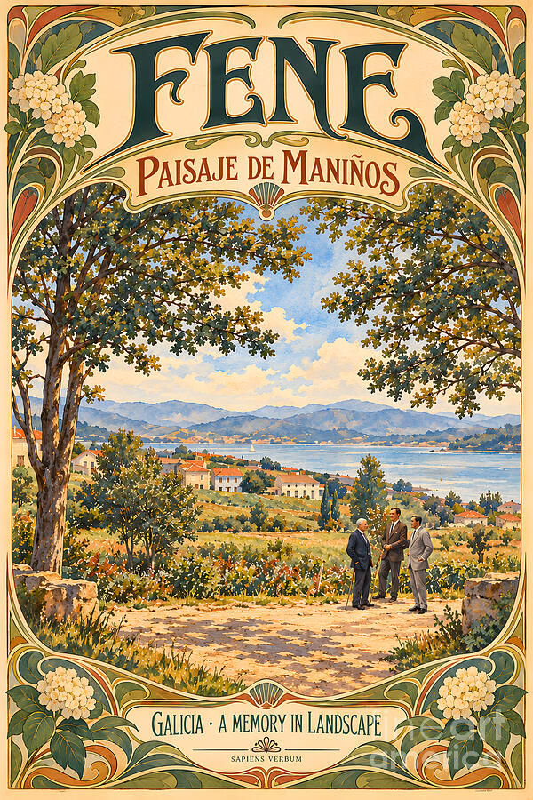 Fene, Paisaje de Maniños: Art Nouveau vintage travel poster by Sapiens Verbum