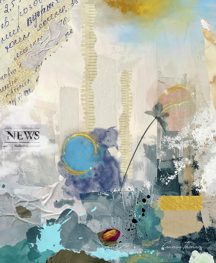 Abstract Collage with Newsprint Mixed Media - Find the Beauty by Canessa Thomas