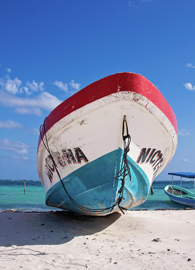 Beached Boat on Tropical Shore Photograph - Fishing Boat on the Beach by Tatiana Travelways
