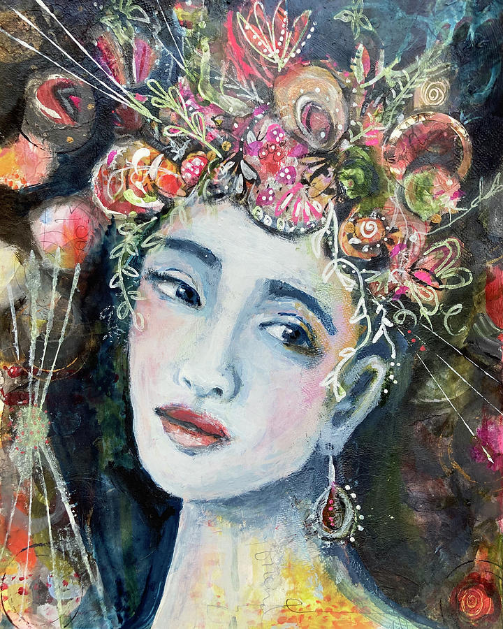 Floral Headdress 1 Mixed Media by Mary Conner