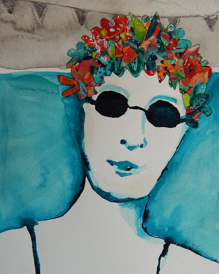 Flower Swim Cap Mixed Media by Mary Conner