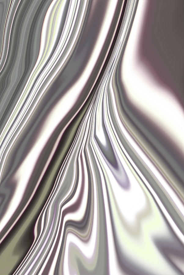 Flowing  Silver Metallic Abstract Photograph by Severija Kirilovaite