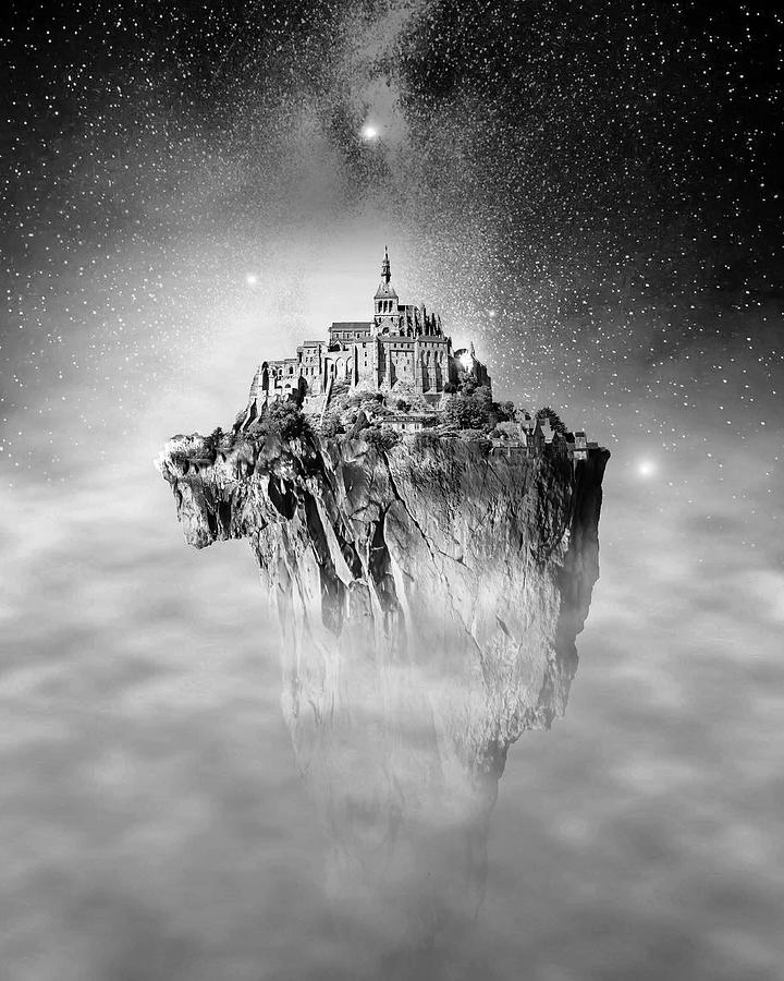 Floating Castle Amidst Stars Photograph - Flying Castle by Sofie Conte