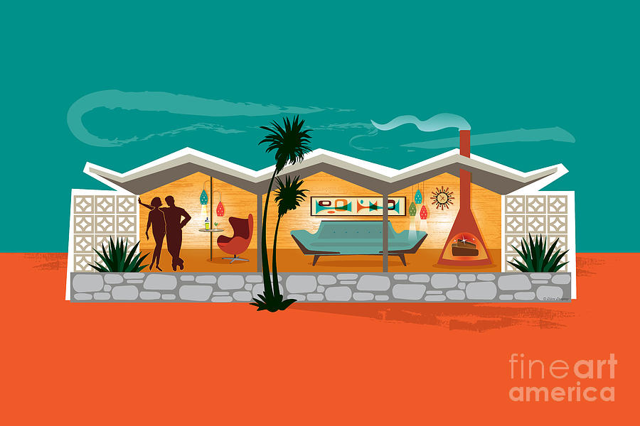 Folded Plate Roof Mid Century Modern House - PS by Diane Dempsey