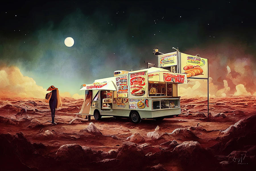 Food Truck On An Alien World Digital Art by Ron Weathers