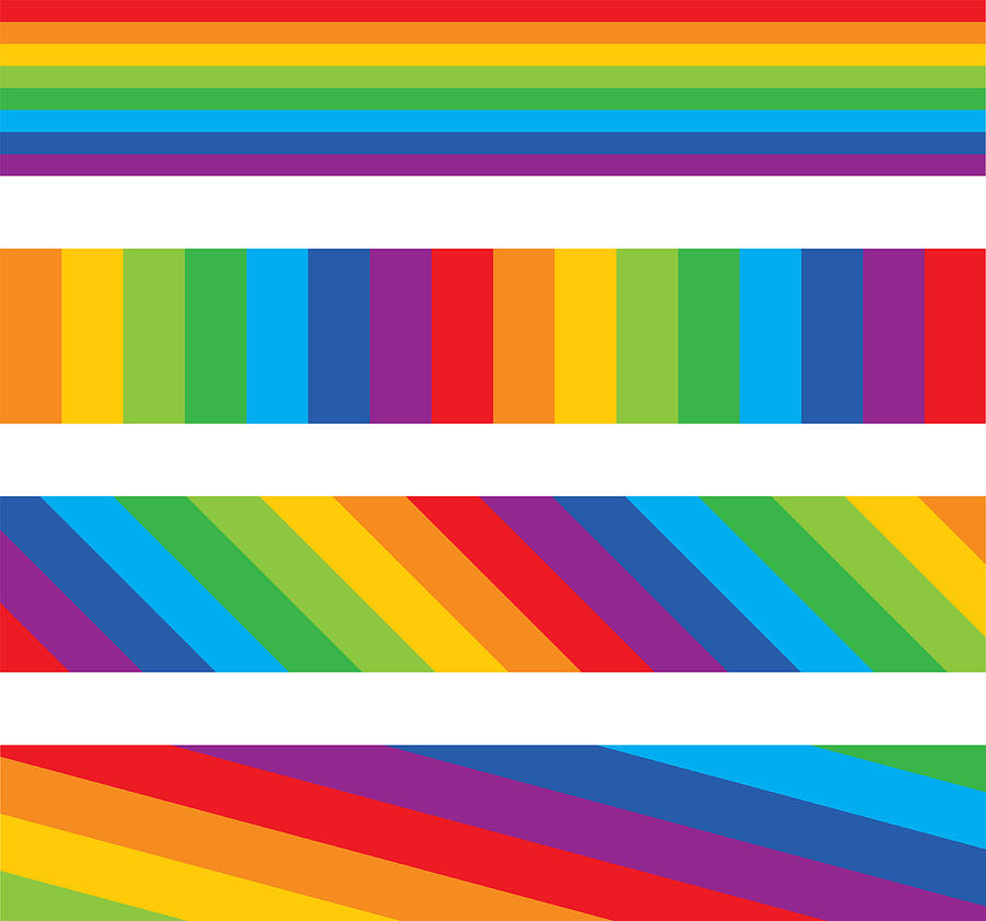 Four Rainbow Striped Banners Drawing by RobinOlimb