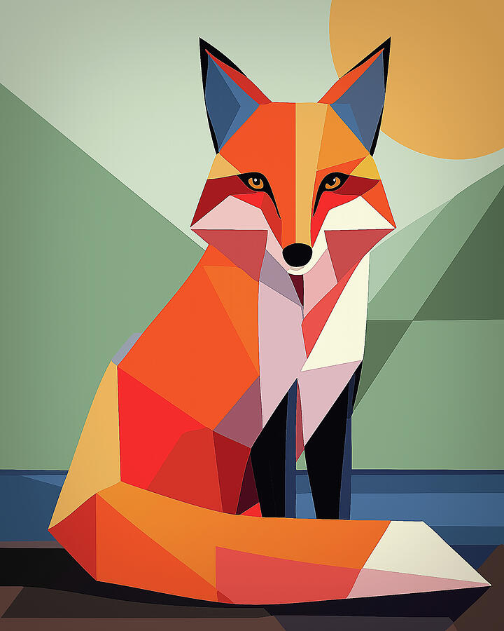 Fox Abstract Portrait Digital Art by Dan Sproul