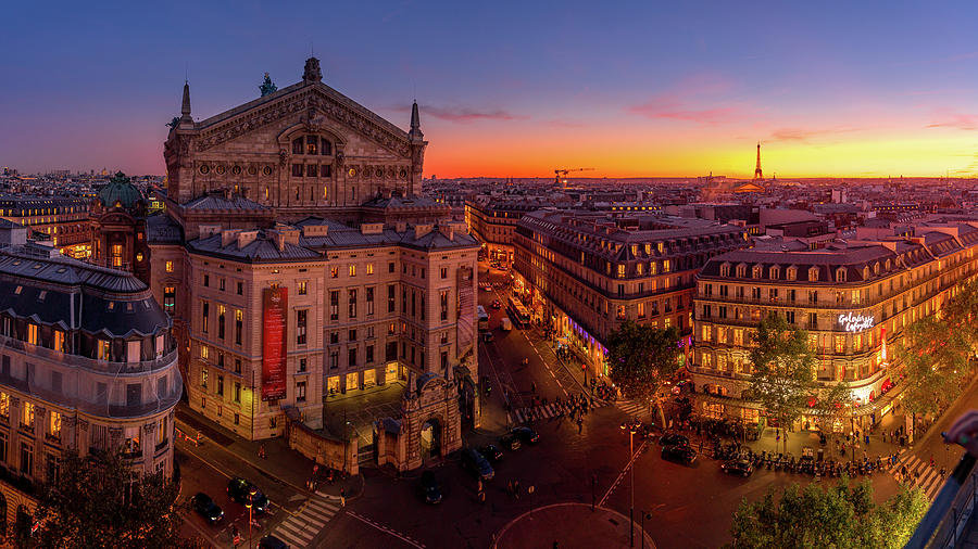 French Opera and Eiffel Tower at Dusk Photograph - French Opera by Serge Ramelli