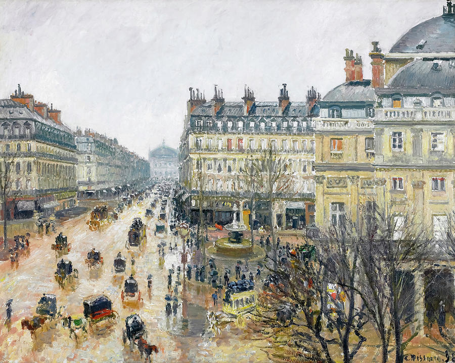 French Theater Square in Paris by Camille Pissarro Painting by The Luxury Art Collection