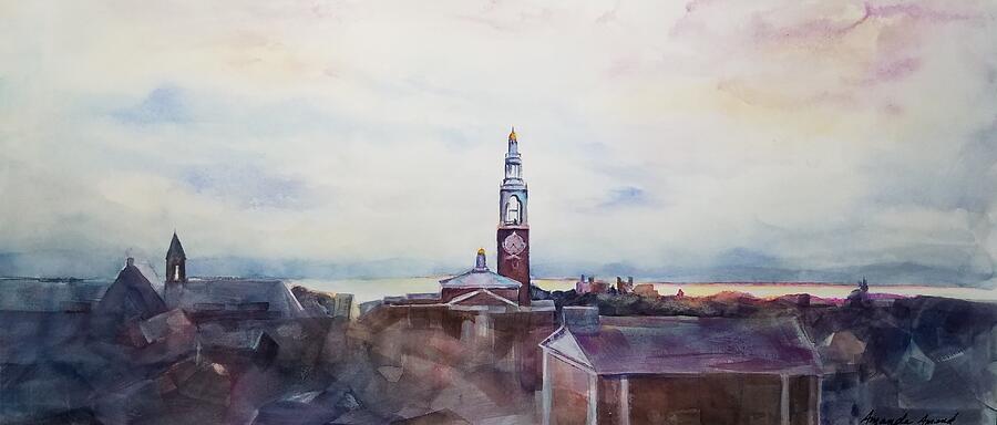 Ira Allen Chapel at Sunset Painting - From the Hill by Amanda Amend