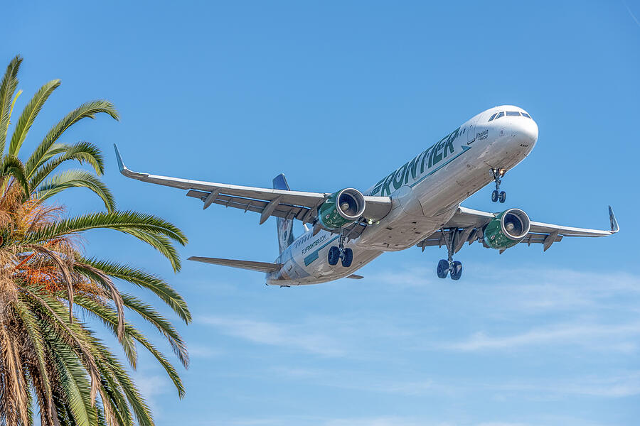 Frontier Airlines A320 Over Palm by Michael Moore