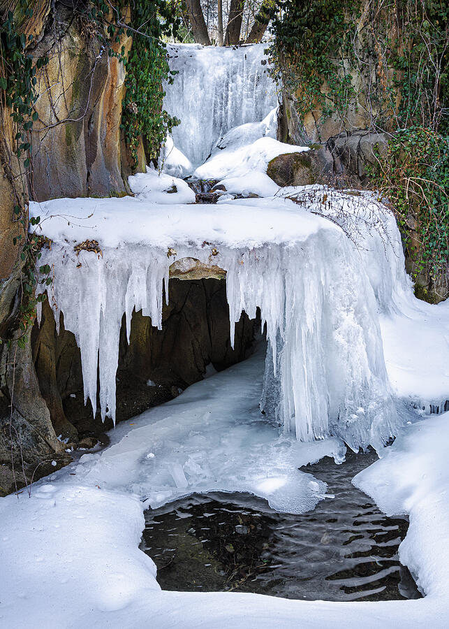 Icy Winter Waterfall Photograph - Frozen Cascade by Dave King