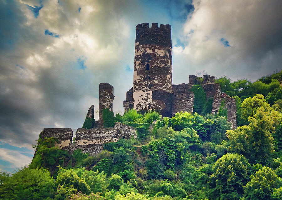 Furstenberg Castle, Dry Brush on Sandstone Digital Art by Ron Long Ltd Photography