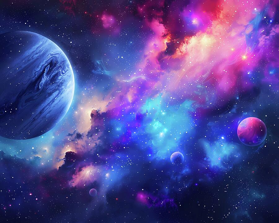 Galaxy-themed_design_stars_and_planets_vibrant_cosmic_theme_No 1 Digital Art by Andre Petrov