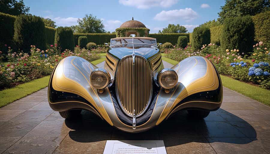 Classic Car in Garden Setting Digital Art - Garden Variety by David Manlove