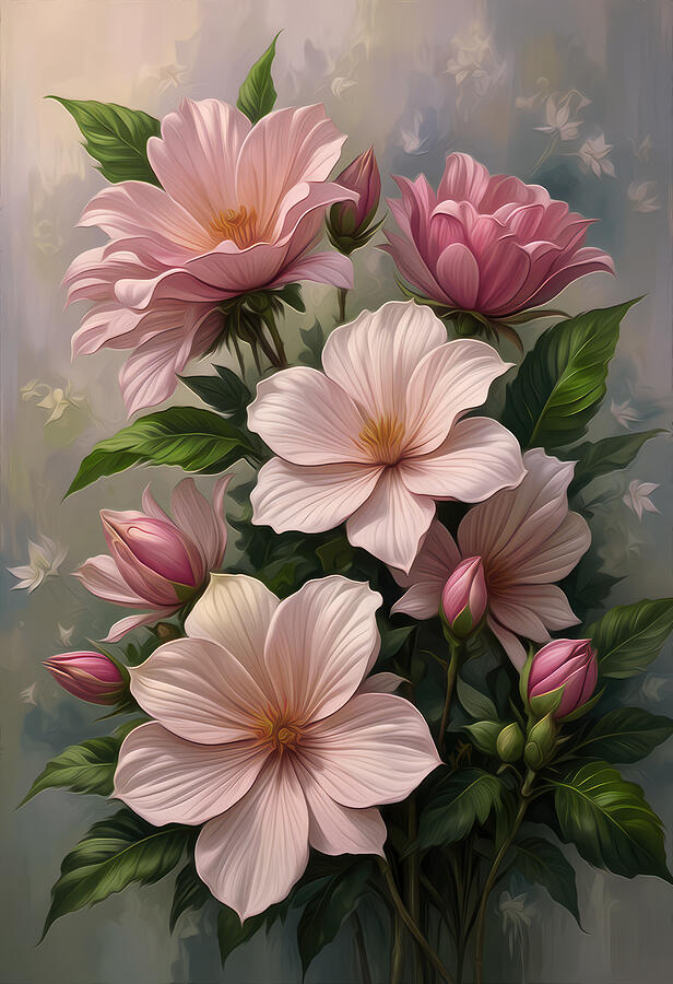 Elegant Floral Bouquet Digital Art - Gardenias Flower Oil Painting by Nature Oil Painting