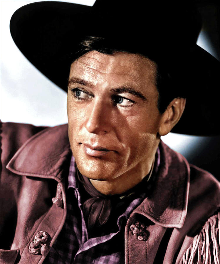 Gary Cooper colorized Photograph by Retro Art World - Metal Posters
