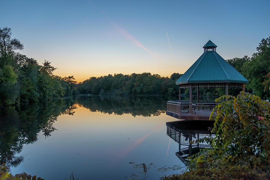 Gazebo at Mill Pond in Milton at Sunset Photograph by John Twynam