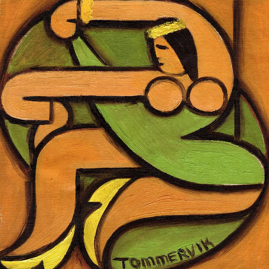 Geometric Hawaiian Hula Dancer Painting by Tommervik