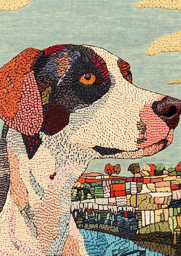 German Shorthaired Pointer Colorful Dog Embroidered Art Hand ...