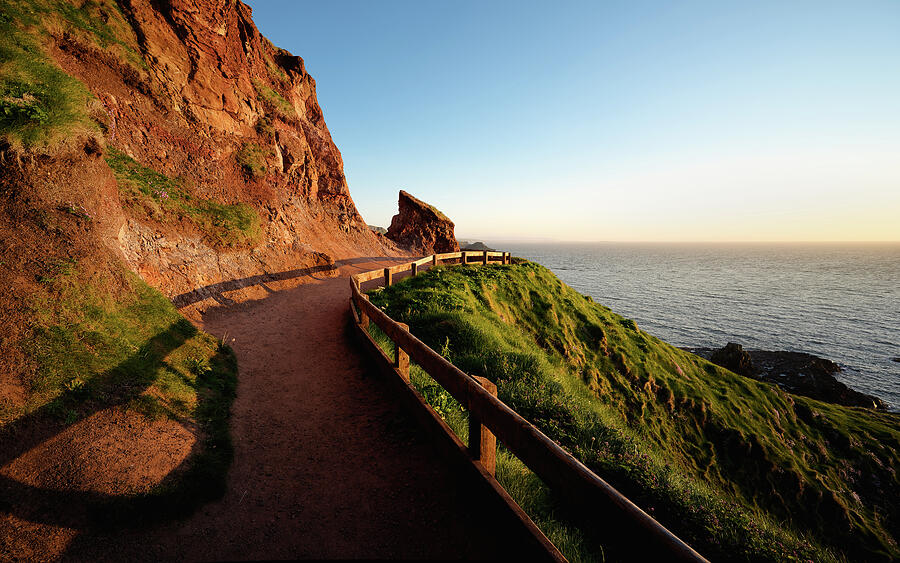 Coastal Pathway at Sunset Photograph - Giants Causeway Cliff Path by Steven Nelson