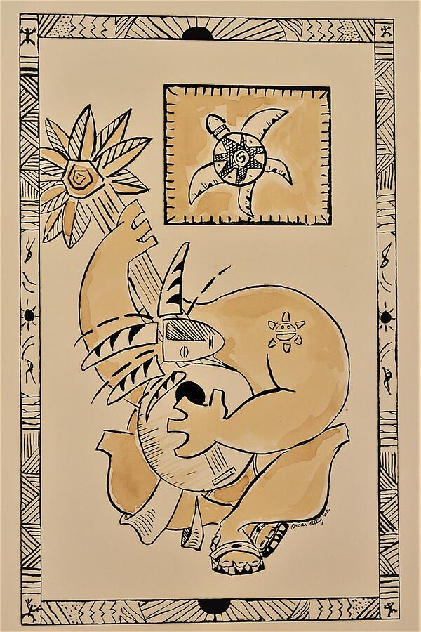 Gigante Caribeno Guitarrista/Caribbean Giant Guitar Player Painting by Oscar Ortiz