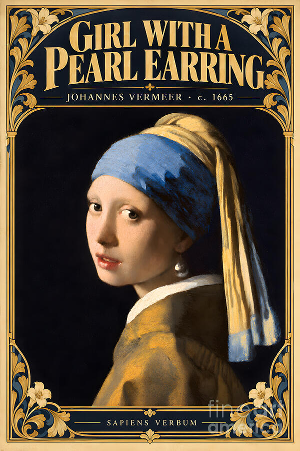 Girl with a Pearl Earring by Johannes Vermeer, vintage art poster by Sapiens Verbum