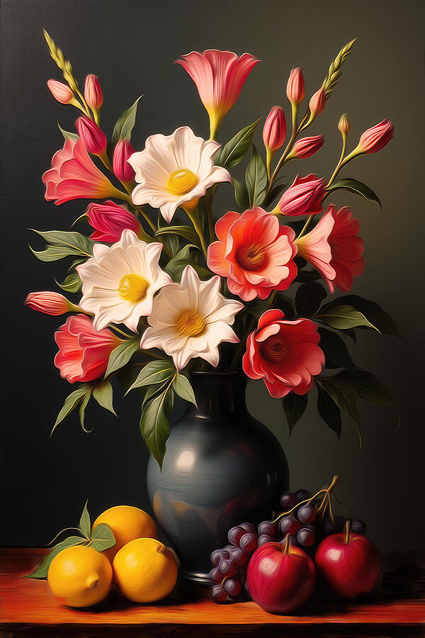 Gladiolus Wall Art Vintage Floral Still Life Digital Art by Nature Oil Painting