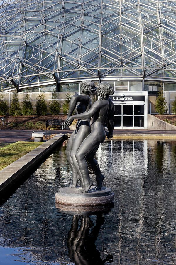 Dome with Bronze Sculptures Photograph - Glass and Gesture  Climatron Sculpture at Missouri Botanical Garden, St. Louis by Robert Niemeier