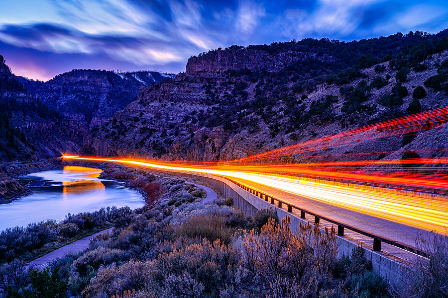 Glenwood Canyon Interstate 70 Colorado at Night Photograph by Adventure_Photo
