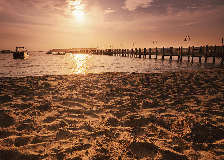 Golden Hour at the Rusty Rudder Pier Photograph by Jason Fink