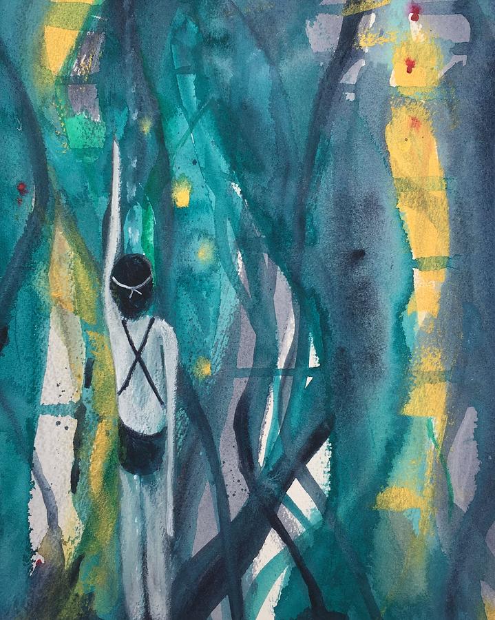 Golden Swim Mixed Media by Mary Conner