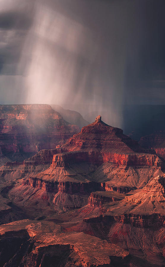 Grand Canyon Rainfall, Arizona - Vertical Photograph by Abbie Warnock