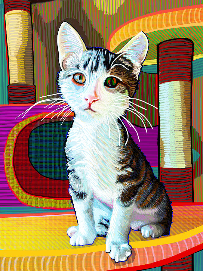 Grand Cat Opal Painting by Rod Whyte