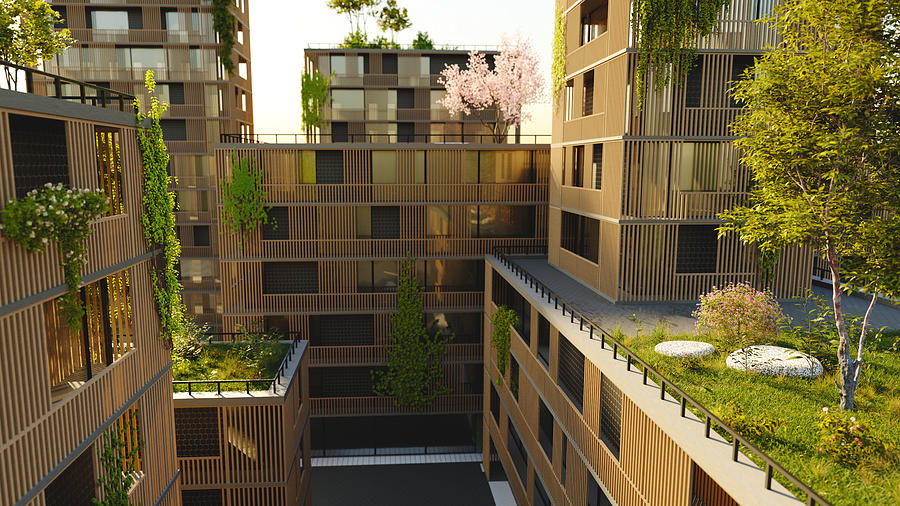 Green buildings Photograph by Piranka