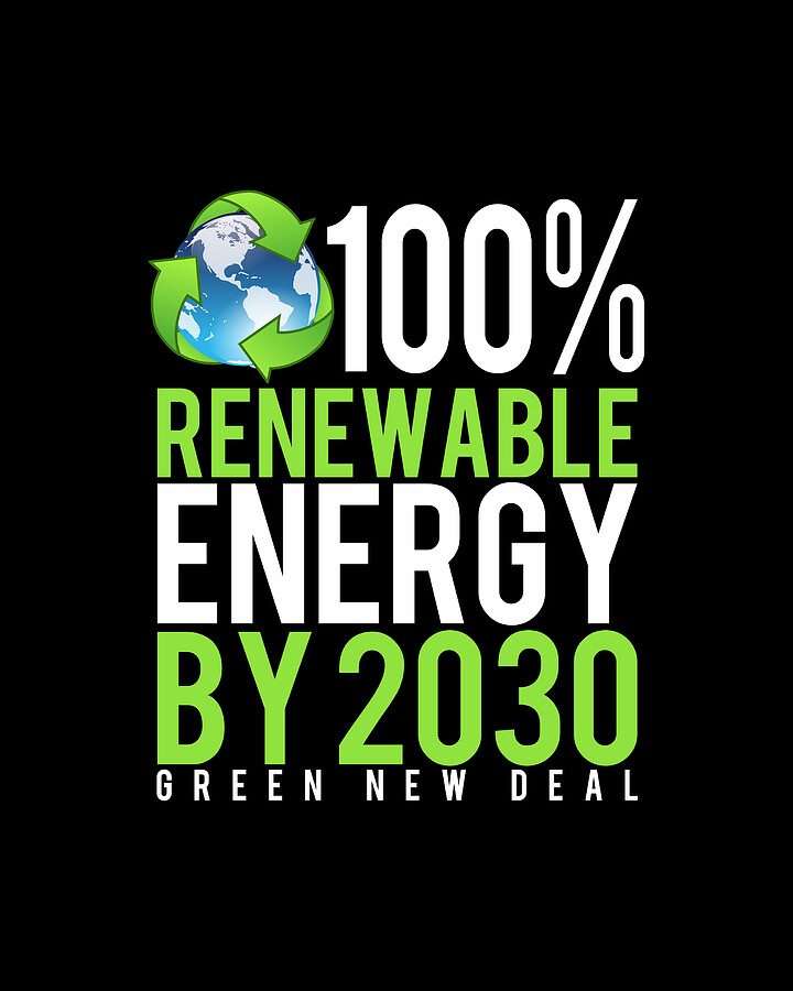 Green New Deal 100 Renewable Energy By 2030 Digital Art by Flippin Sweet Gear