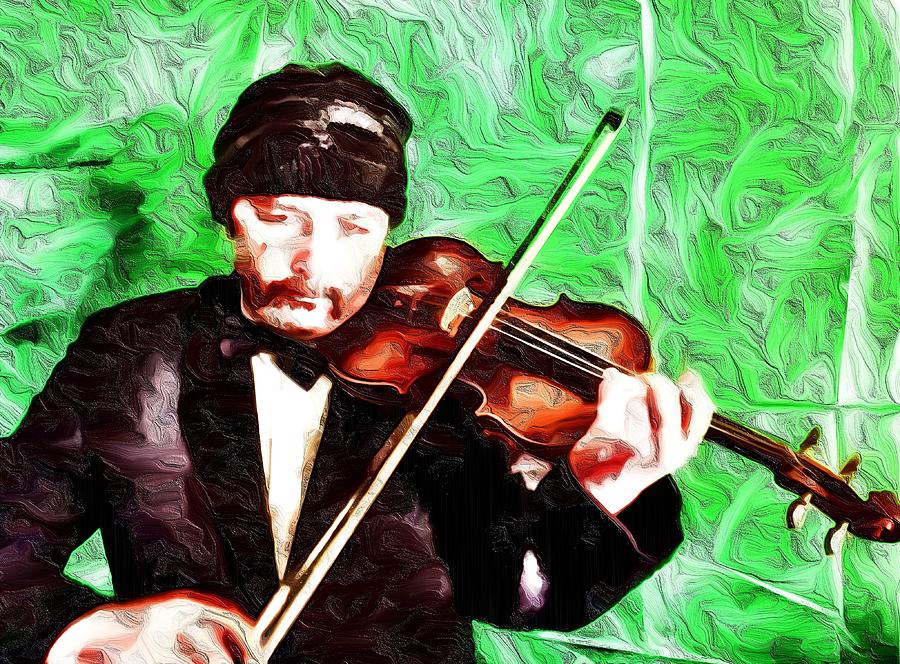 Gypsy Jazz Violinist Mixed Media by Bencasso B