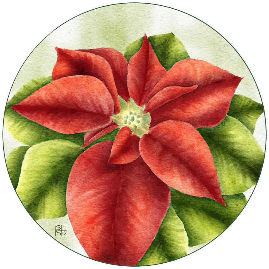 Hand-drawn Poinsettia Art Print A Botanical Addition to Your Holiday Decor and Gifts Digital Art by Snow Iris Studio