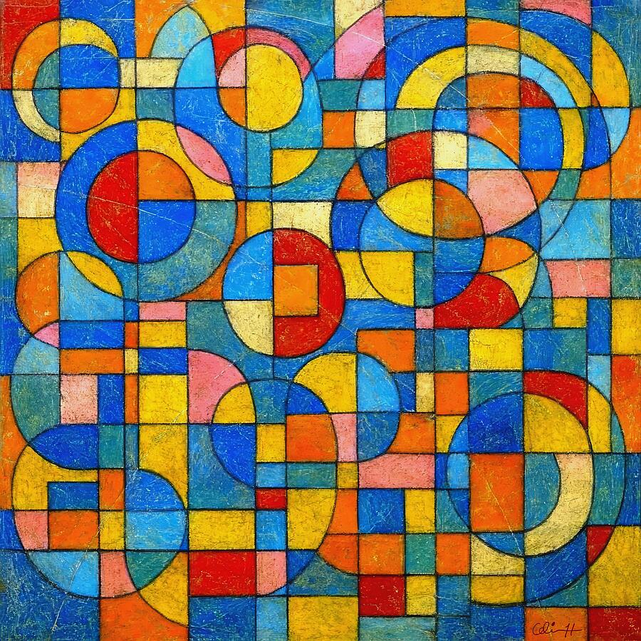 Colorful Geometric Abstraction Digital Art - Happy Geometric Abstraction by Colin Hardman