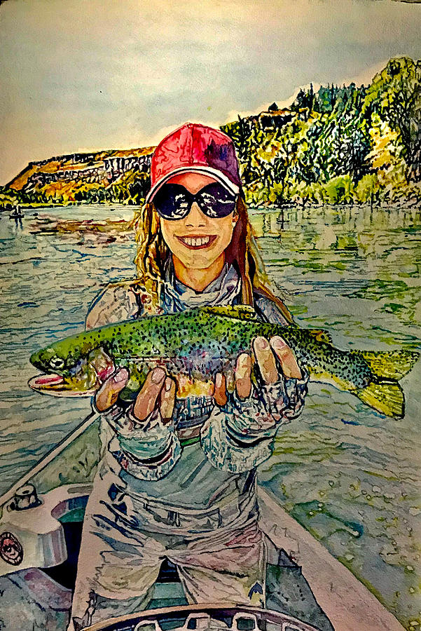 Happy Girl with Her Catch Painting by Grant Nixon
