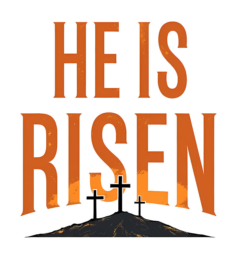 He Is Risen Three Crosses Digital Art by Reeves Abram - Pastor Reeves Studio - Metal Posters