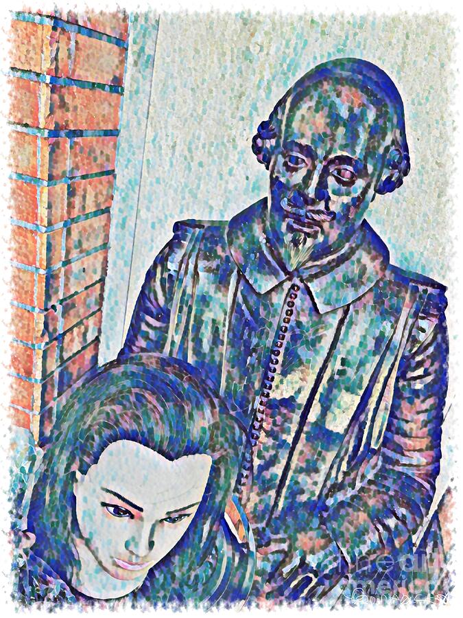 Head in Shakespeares Lap Mixed Media by Bencasso B
