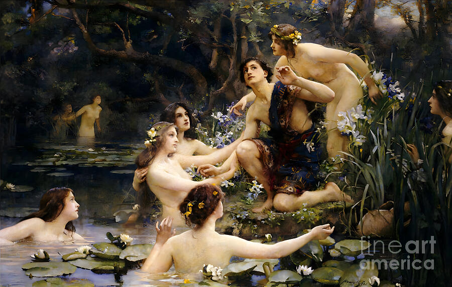 Hylas and the Water Nymphs by Henrietta Rae, 1909, art print