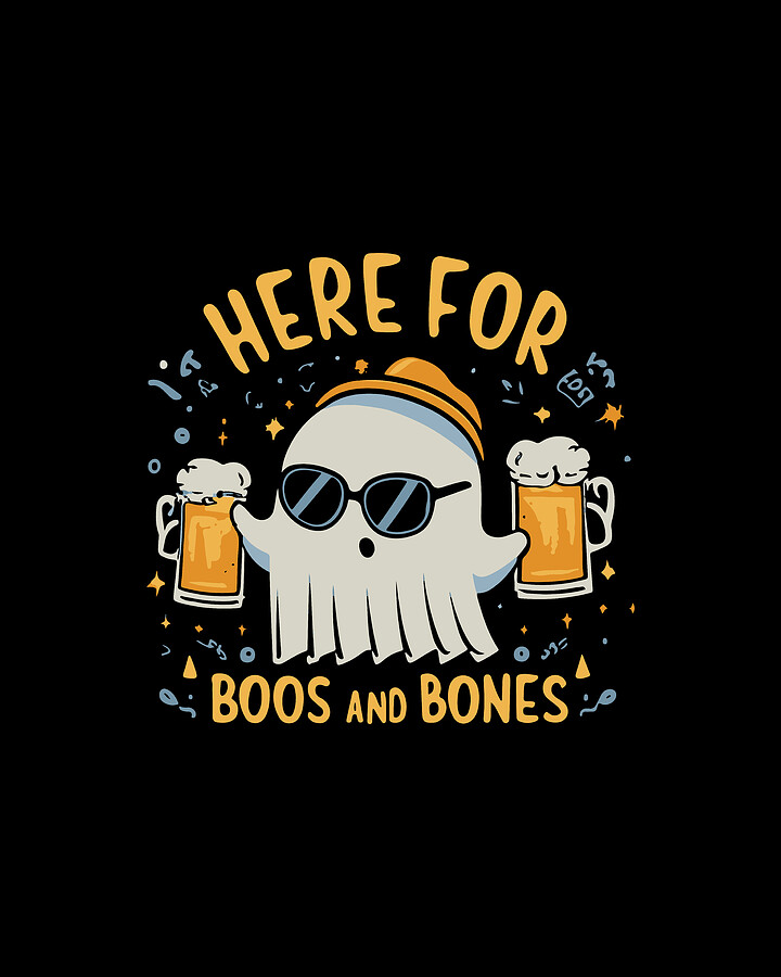 Here For Boos and Bones Halloween Digital Art by Flippin Sweet Gear