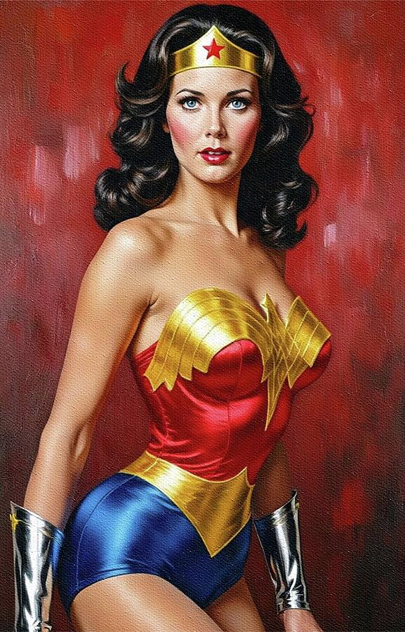 Jon Springfield Heroic Woman Lynda Carter Painting by John Springfield - Metal Posters